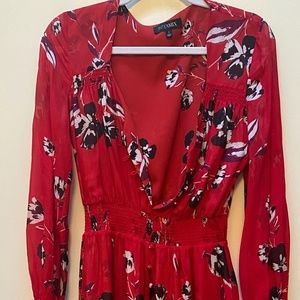 Red Floral Midi Dress